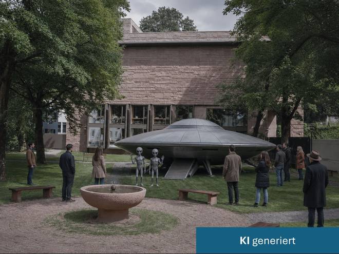 KI generiertes Bild mit Außerirdischen vor den EAF.